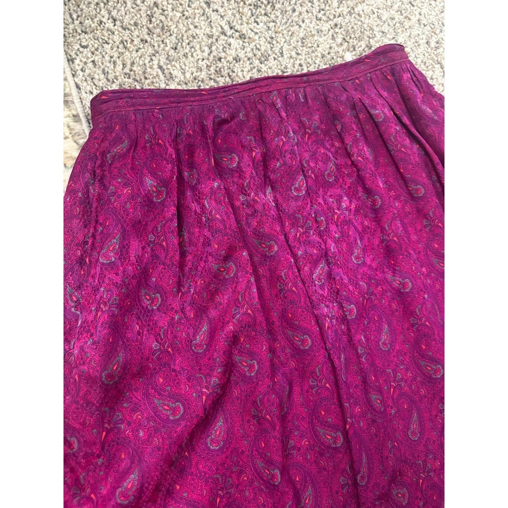 Vintage 90s Levante 100% Silk Paisley Midi Skirt Women's Size 12 - Picture 3 of 8